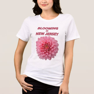 T-SHIRT  EN TRI-MATIÈRE JOLI CHRYSANTHÈME ROSE FLEUR BLANCHE FEMME