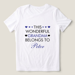 T-shirt En Tri-matière Joli Noir & Bleu Dire Grand-Enfant Nom Grand-Mère