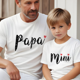 T-shirt En Tri-matière Joli Papa Et Mini Script Et Coeur Amusant