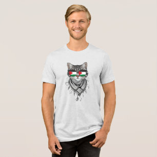 T-shirt En Tri-matière Jolis Chat Lunettes Drapeau Palestine Écharpe Keff