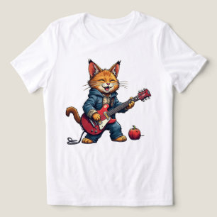 T-shirt En Tri-matière Joueur de guitare chat orange