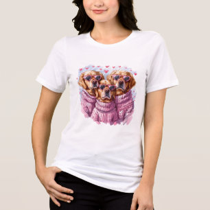 T-shirt En Tri-matière Jour des Valentines Chiens d'or