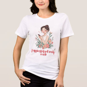 T-shirt En Tri-matière Joyeuse fille SMS avec des fleurs