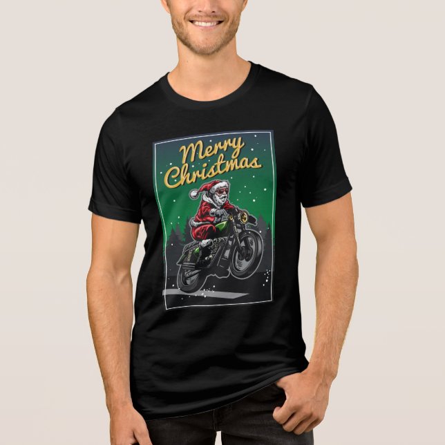 T-shirt En Tri-matière Joyeuse moto Noël Père Noël | Vacances (Recto)
