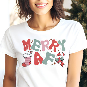 T-shirt En Tri-matière Joyeux AF Drôle de Noël Rétro