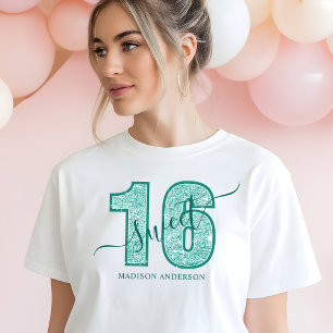 T-shirt En Tri-matière Joyeux Anniversaire Sweet 16 écriture Paillettes T