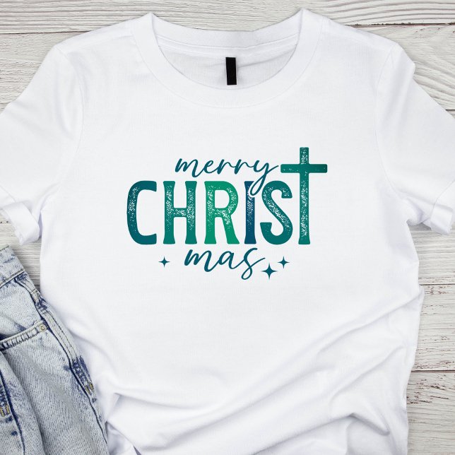 T-shirt En Tri-matière Joyeux Christ mas Christian Religieux Gras Vert (Créateur téléchargé)