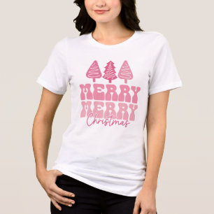 T-shirt En Tri-matière Joyeux Joyeux Noël - Conception des Fêtes Rose