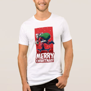 T-shirt En Tri-matière Joyeux Noël Skateboard Père Noël   Vacances