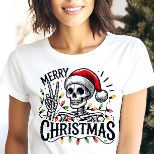 T-shirt En Tri-matière Joyeux Noël Squelette Signe de Paix