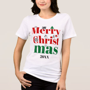 T-shirt En Tri-matière Joyeux Noël typographie audacieuse, éléments vinta