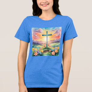 T-shirt En Tri-matière Joyeux Pâques, illustration colorée,