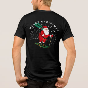 T-shirt En Tri-matière Joyeux Ski de Noël Père Noël Hiver Personnalisé