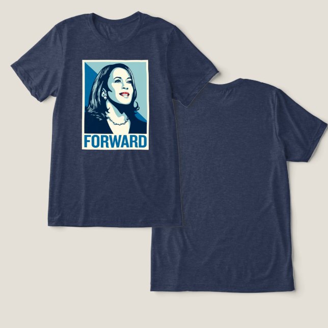 T-SHIRT  EN TRI-MATIÈRE KAMALA HARRIS EN AVANT (Design Recto & Verso)