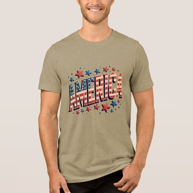 T-shirt En Tri-matière "L'Amérique audacieuse" - Starburst Patriotique Vi (Recto)