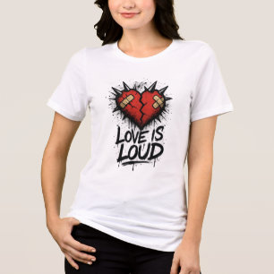T-shirt En Tri-matière L'amour est bruyant – Cœur de grunge punk avec des