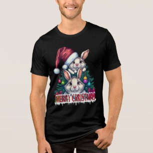 T-shirt En Tri-matière Lapin Mignon Joyeux Noël – Lapin de Fêtes