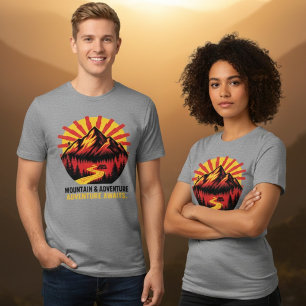 T-shirt En Tri-matière L'aventure Attend Montagne au Coucher du Soleil Ra