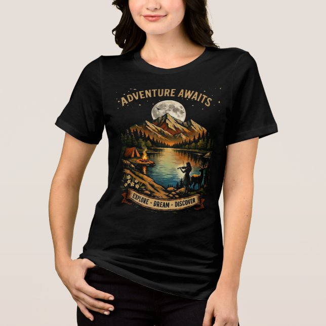 T-shirt En Tri-matière L'aventure attend sous la lune (Recto)