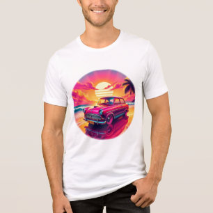 T-shirt En Tri-matière Lecteur Sunset Retro   Neon Vintage Car Art