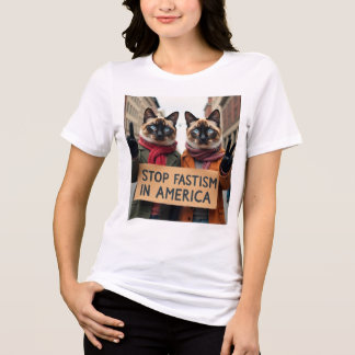 T-shirt En Tri-matière Les chats disent stop fascisme politique