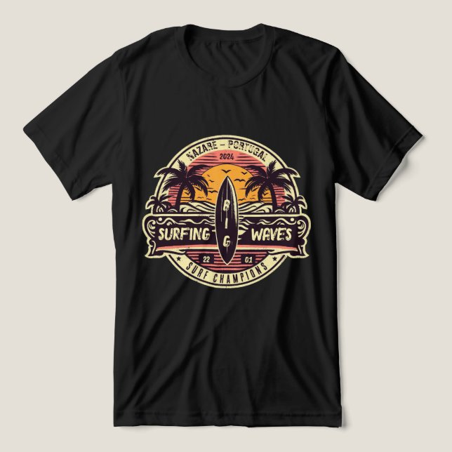 T-shirt En Tri-matière Les vagues de surf nazaré (Design Recto)
