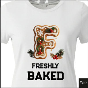 T-shirt En Tri-matière Lettre initiale F de biscuit de Noël au pain d'épi
