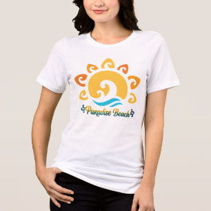 T-shirt En Tri-matière Lever de soleil avec vagues océaniques et plage pa