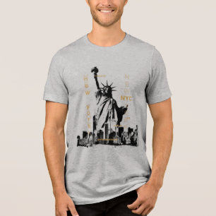 T-shirt En Tri-matière Liberty Statue Manhattan Nyc Mens Manche Court