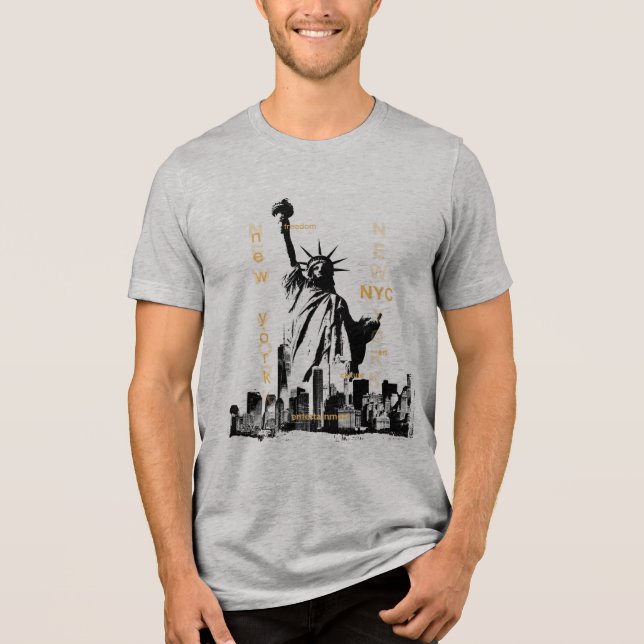 T-shirt En Tri-matière Liberty Statue Manhattan Nyc Mens Manche Court (Recto)