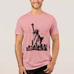 T-shirt En Tri-matière Liberty Statue Nyc Mens Manche Court Mauve Qualité