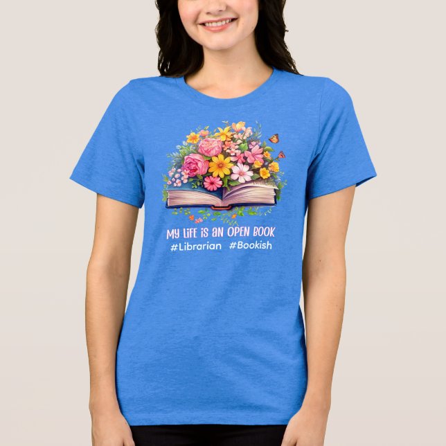 T-shirt En Tri-matière Librarian Life is Open Book (Recto)