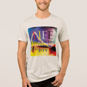 T-shirt En Tri-matière "Life Discovery Challenge Joy" Blue Red Yellow Art