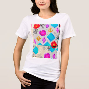 T-shirt En Tri-matière Light Series Motif Gemme Rose Bleu Or