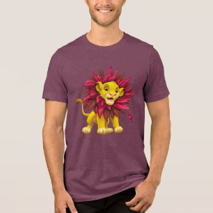 T-shirt En Tri-matière Lion King Simba crinière à cubes de feuilles rouge