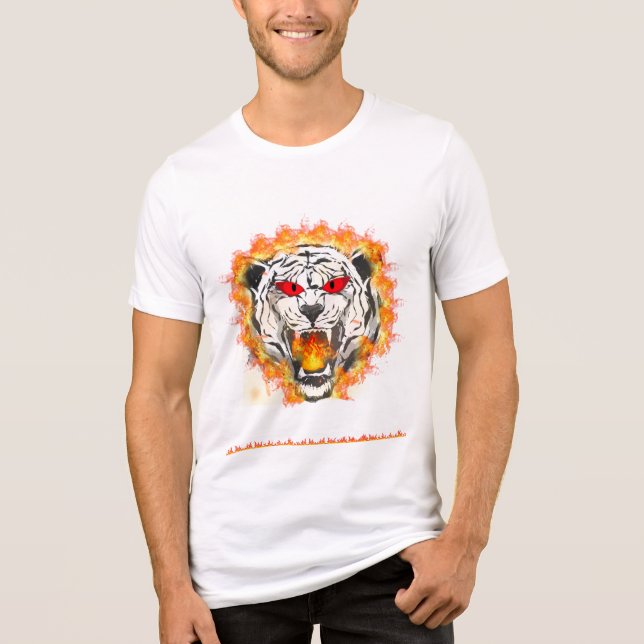 T-SHIRT  EN TRI-MATIÈRE LION T SHIRT DESIGN SUR FEU (Recto)