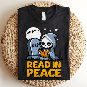 T-shirt En Tri-matière Lire dans Peace Bookworm Grim Reaper Halloween