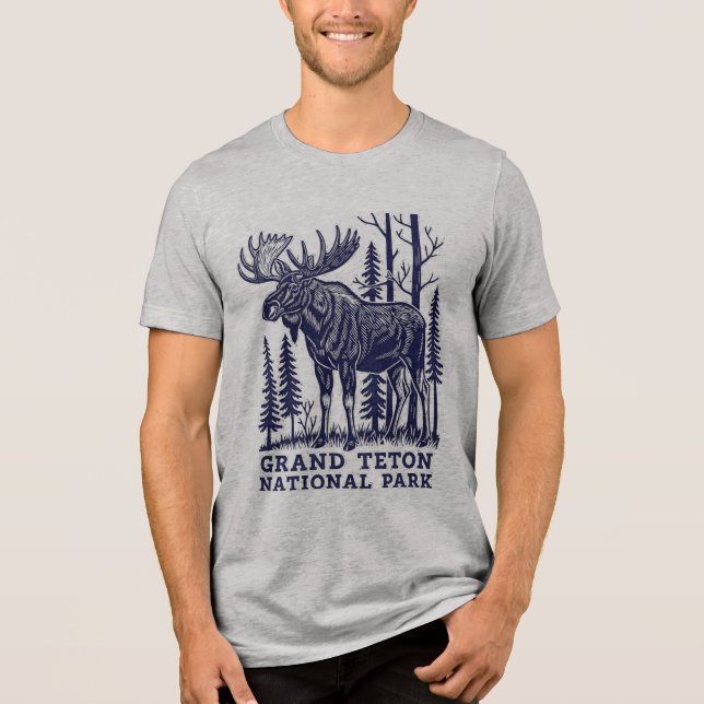 T-shirt En Tri-matière L'orignal dans le parc national de Grand Teton (Recto)