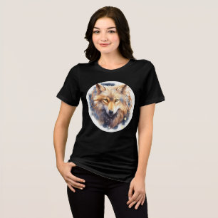 T-shirt En Tri-matière Loup à l'Esprit Doré Impression Aquarelle