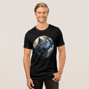T-shirt En Tri-matière Loup au clair de lune – Art animalier nocturne pai