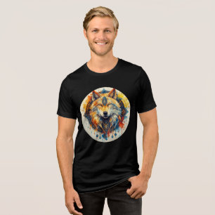 T-shirt En Tri-matière Loup doré avec motif mandala tribal