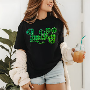 T-shirt En Tri-matière Lucky Green Plaid Shamrock Jour de la Saint Patric