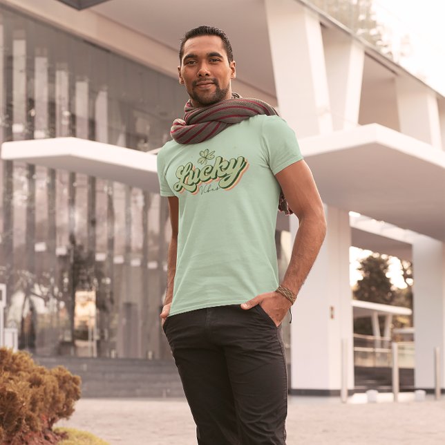 T-shirt En Tri-matière Lucky Vibes Retro Typographie St Patrick Design (Créateur téléchargé)