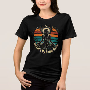 T-shirt En Tri-matière Ma chat est mon guide spirituel Rétro Sunset Cat M