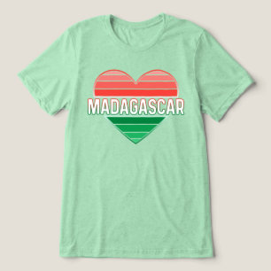 T-shirt En Tri-matière Madagascar, Malgache Drapeau Couleurs Coeur