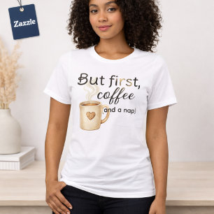 T-shirt En Tri-matière Mais d'abord café nappe drôle beige marron