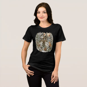 T-shirt En Tri-matière Maison de Oiseaux de la Forêt d'Hiver Art Faunique