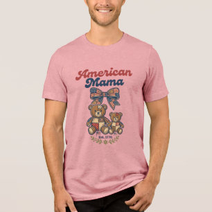 T-shirt En Tri-matière Mama Américaine Ours Patriote Patchwork Vector Des