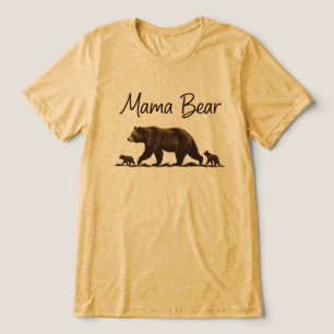 T-shirt En Tri-matière Mama Bear Walking avec des oursons Silhouette Vint