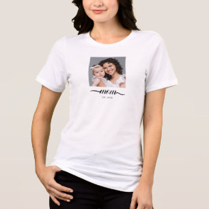 T-shirt En Tri-matière Maman a établi un script noir moderne Photo Élégan